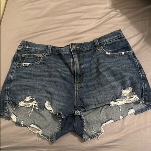 Aerie Ripped Blue Jean Shorts